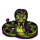 Coiled Jungle Snake in a painterly idle pose