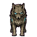 Outskirts Wolf standing alert in a painterly idle pose